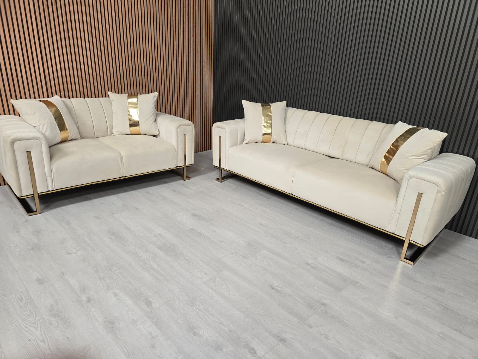 Genova 3+2 in Cream and Gold beds sofas dining sets chairs mirrors