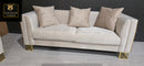 Bahrain 3+2 Seater Sofa Set – Champagne Velvet with Gold Detailing & Legs | Modern Luxury Sofa