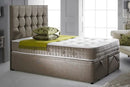 Cube Style Gas lift Ottoman Bed – Crushed Velvet Upholstery with 50" Floor-Standing Headboard
