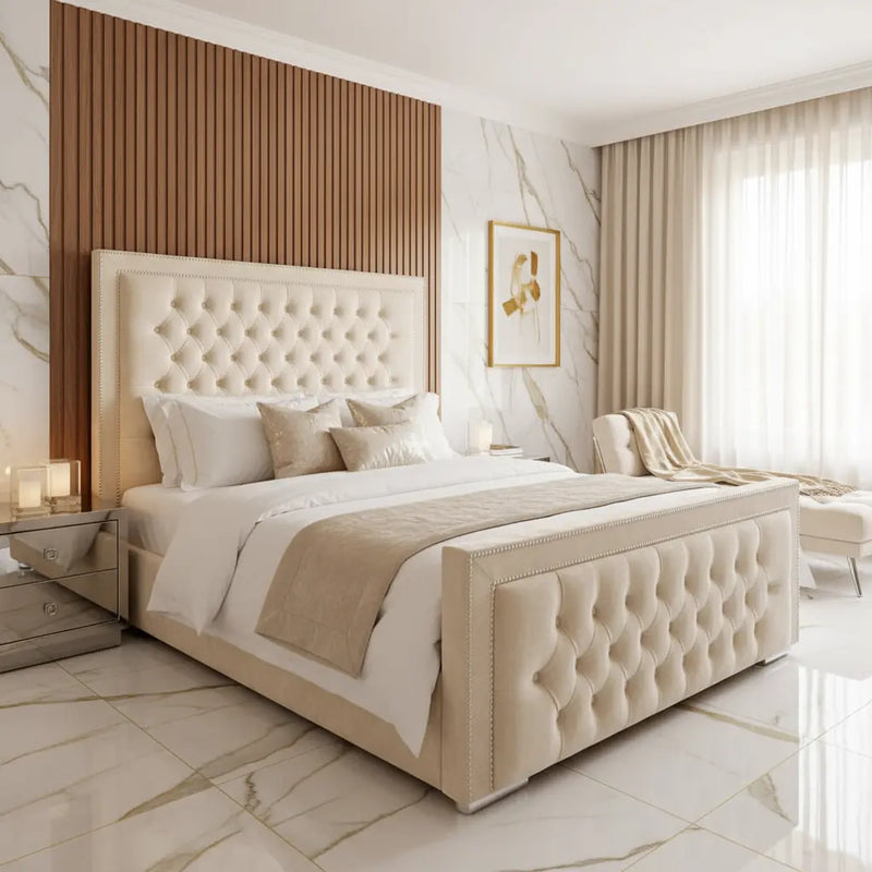 Arizona Plush Velvet Bed – Bespoke Handcrafted Bedstead (Made in the UK)