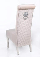 Sofia Dining Chairs Lion Knocker chrome legs