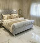 Crown Sleigh Crushed Velvet Bed – Bespoke Handmade Design