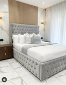 Luxe Curved Wingback Plush Velvet Bed – Bespoke Handmade Design