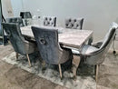 Parklane Pewter Velvet dining chair with stainless legs