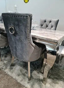 Parklane Pewter Velvet dining chair with stainless legs