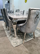 Parklane Pewter Velvet dining chair with stainless legs