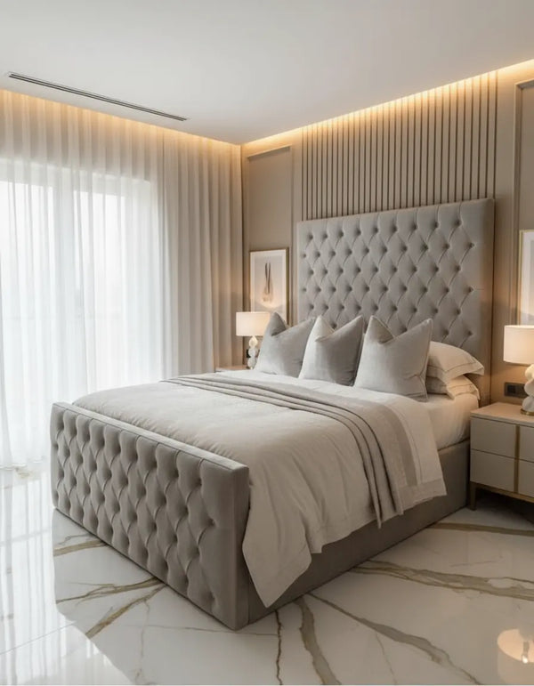 Phantom Plush Velvet Bed – Bespoke Handcrafted Upholstered Bedframe (Made in the UK)