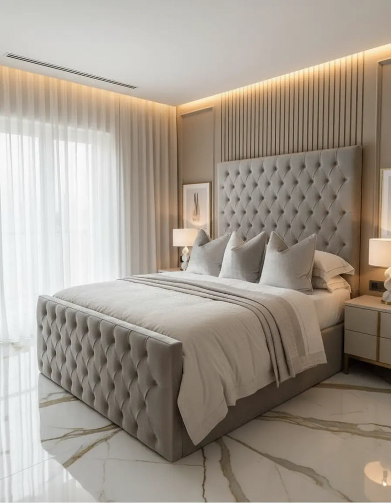 Phantom Plush Velvet Bed – Bespoke Handcrafted Upholstered Bedframe (Made in the UK)