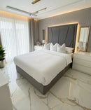 Lyon Plush Velvet Bed Frame – Bespoke Rolled Back Design, Handcrafted in the UK