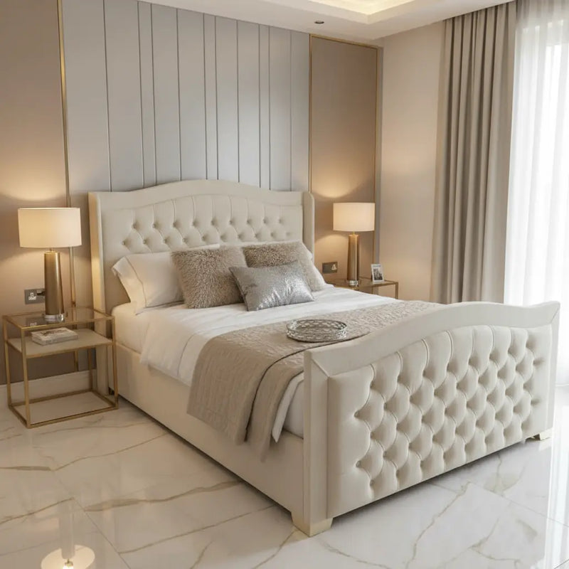 Alice Plush Velvet Wingback Bed – Bespoke Handcrafted Bedstead (Made in the UK)