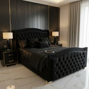 Alice Plush Velvet Wingback Bed – Bespoke Handcrafted Bedstead (Made in the UK)