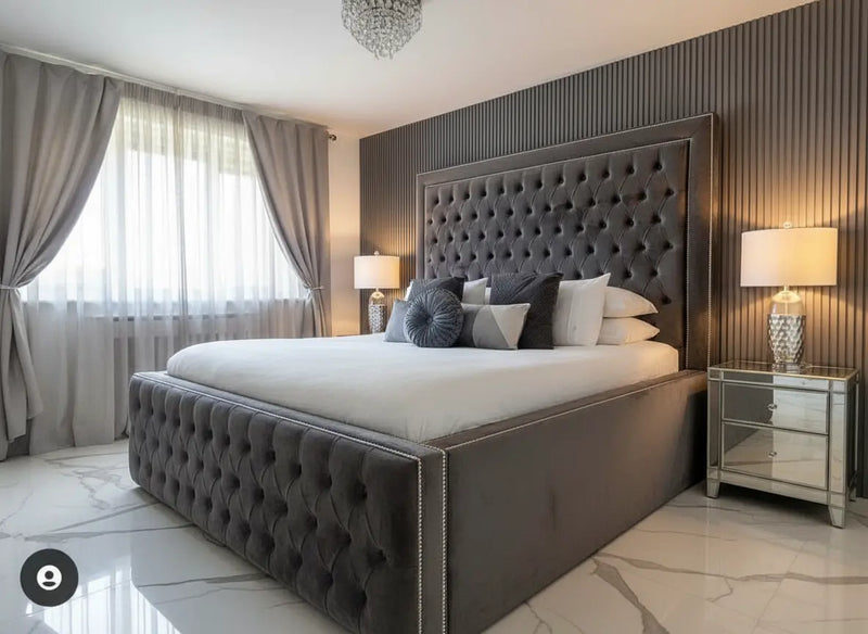 Sofia Bed in Plush Velvet – Bespoke Handcrafted Chesterfield Design