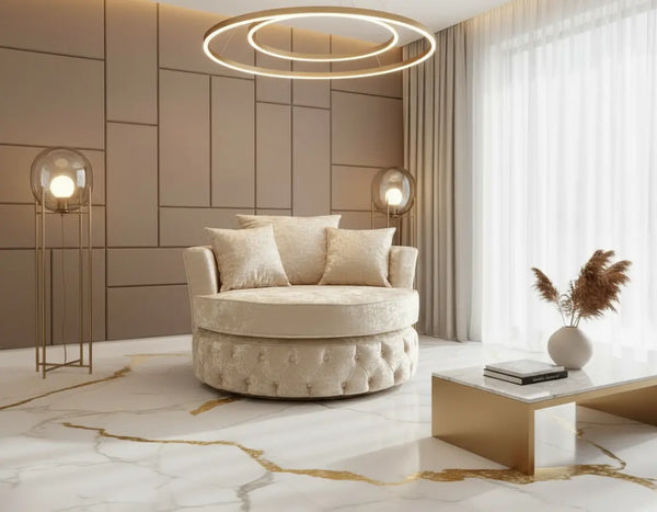 Swivel & Upholstered Cuddle Chair – Velvet Collection