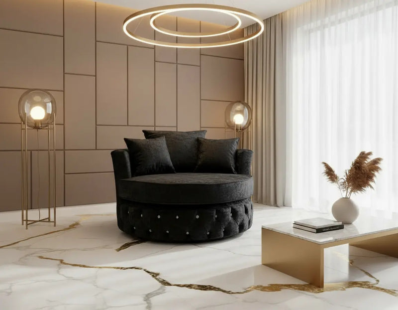 Swivel & Upholstered Cuddle Chair – Velvet Collection