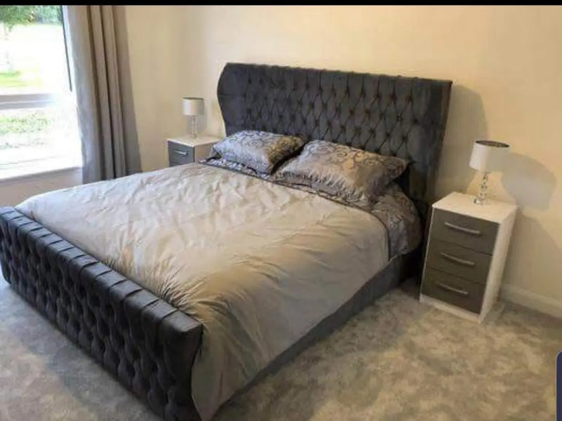 Oxford Wingback Divan Ottoman Gas Lift Bed – Plush Velvet with 50" Headboard