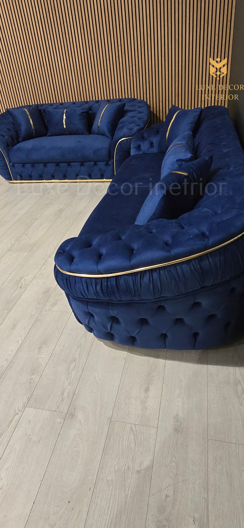 Ambassador 3+2 Seater In Navy & Gold