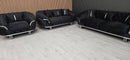 Kingston 3+2+1 Black Velvet Sofa Set – Chrome Detailing | Luxury Modern Suite Bespoke Beds