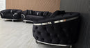 Kingston 3+2+1 Black Velvet Sofa Set – Chrome Detailing | Luxury Modern Suite Bespoke Beds
