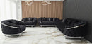 Kingston 3+2+1 Black Velvet Sofa Set – Chrome Detailing | Luxury Modern Suite Bespoke Beds