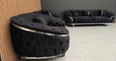 Kingston 3+2+1 Black Velvet Sofa Set – Chrome Detailing | Luxury Modern Suite Bespoke Beds
