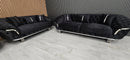 Kingston 3+2+1 Black Velvet Sofa Set – Chrome Detailing | Luxury Modern Suite Bespoke Beds