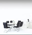 Karla White & Chrome Metal Finish Dining Table Set + 4 Dining Chairs