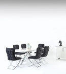 Karla White & Chrome Metal Finish Dining Table Set + 6 Dining Chairs