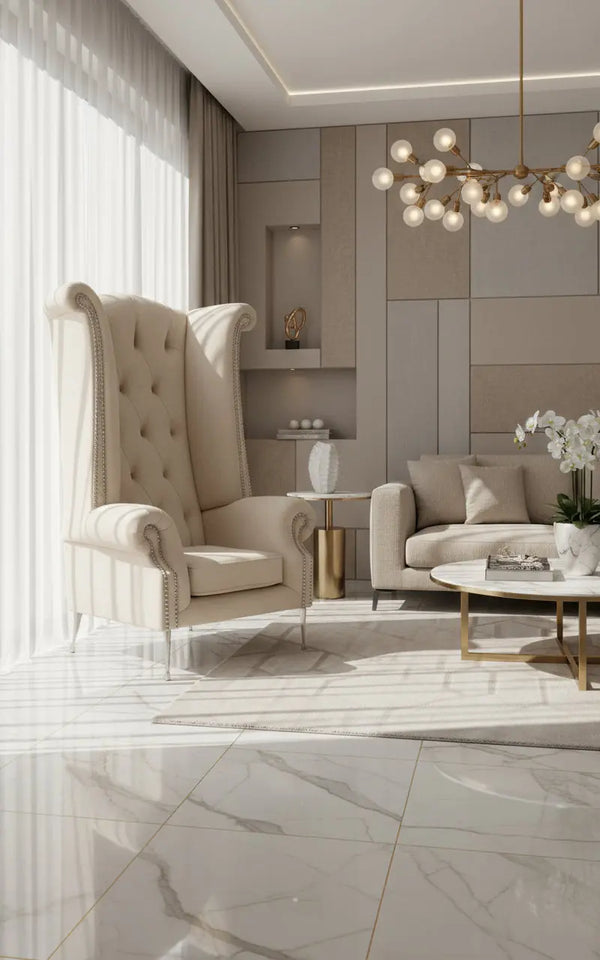 Queen Ann High Back Armchair – French Velvet & Lustro Velvet Range