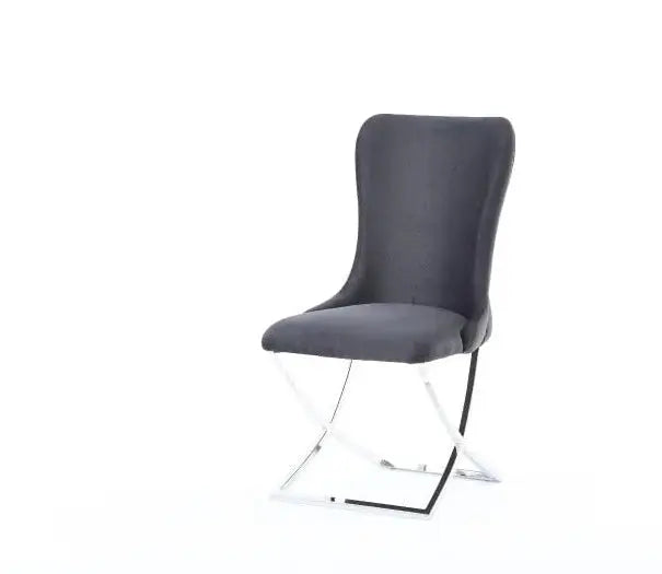 Karla White & Chrome Metal Finish Dining Table Set + 6 Dining Chairs