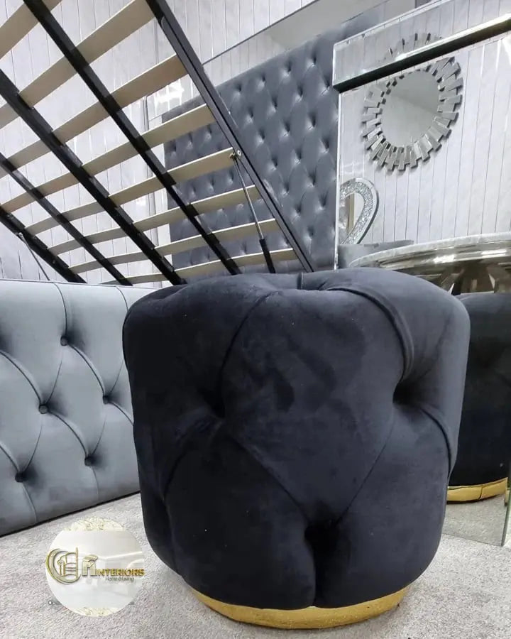 Khalifah Round Luxury Velvet Stools - Available In Many Colours