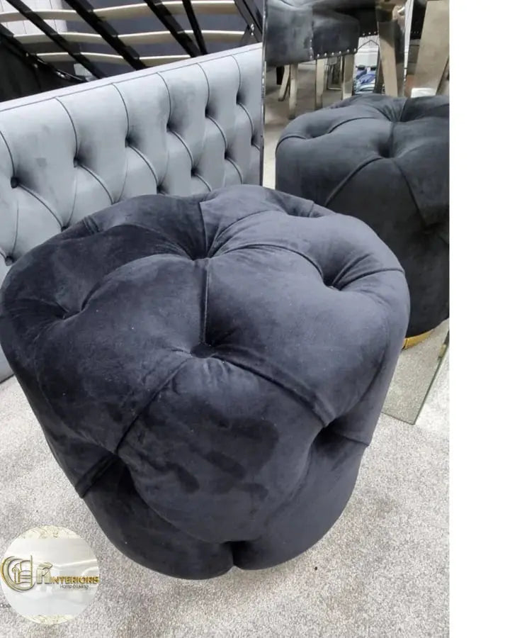 Khalifah Round Luxury Velvet Stools - Available In Many Colours