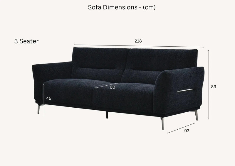 Aluxo Albany Sofa Range in Black Lux Boucle Fabric F I INTERIORS
