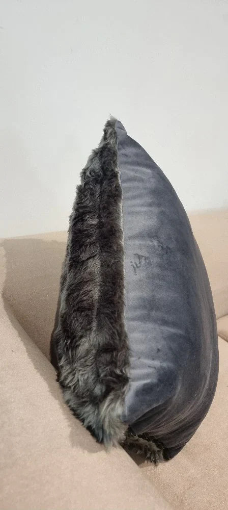 Beluga Grey With Grey Fur Cushion