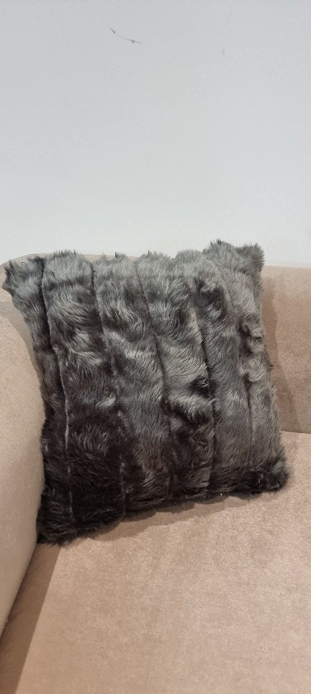 Neoma Blue With Grey Fur Cushion