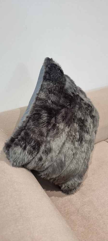 Beluga Grey With Grey Fur Cushion