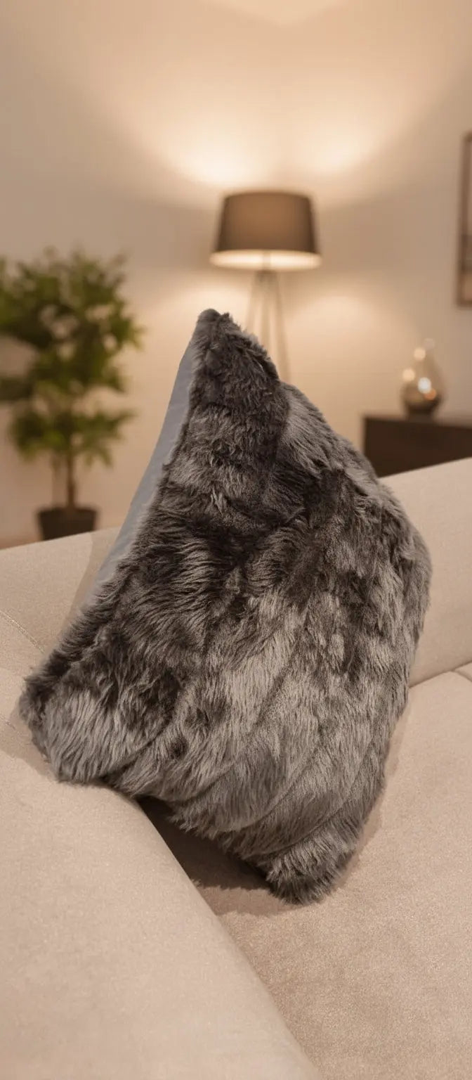 Neoma Grey  With Grey Fur Cushion