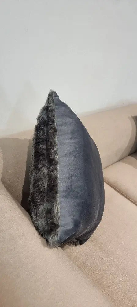 Neoma Grey  With Grey Fur Cushion