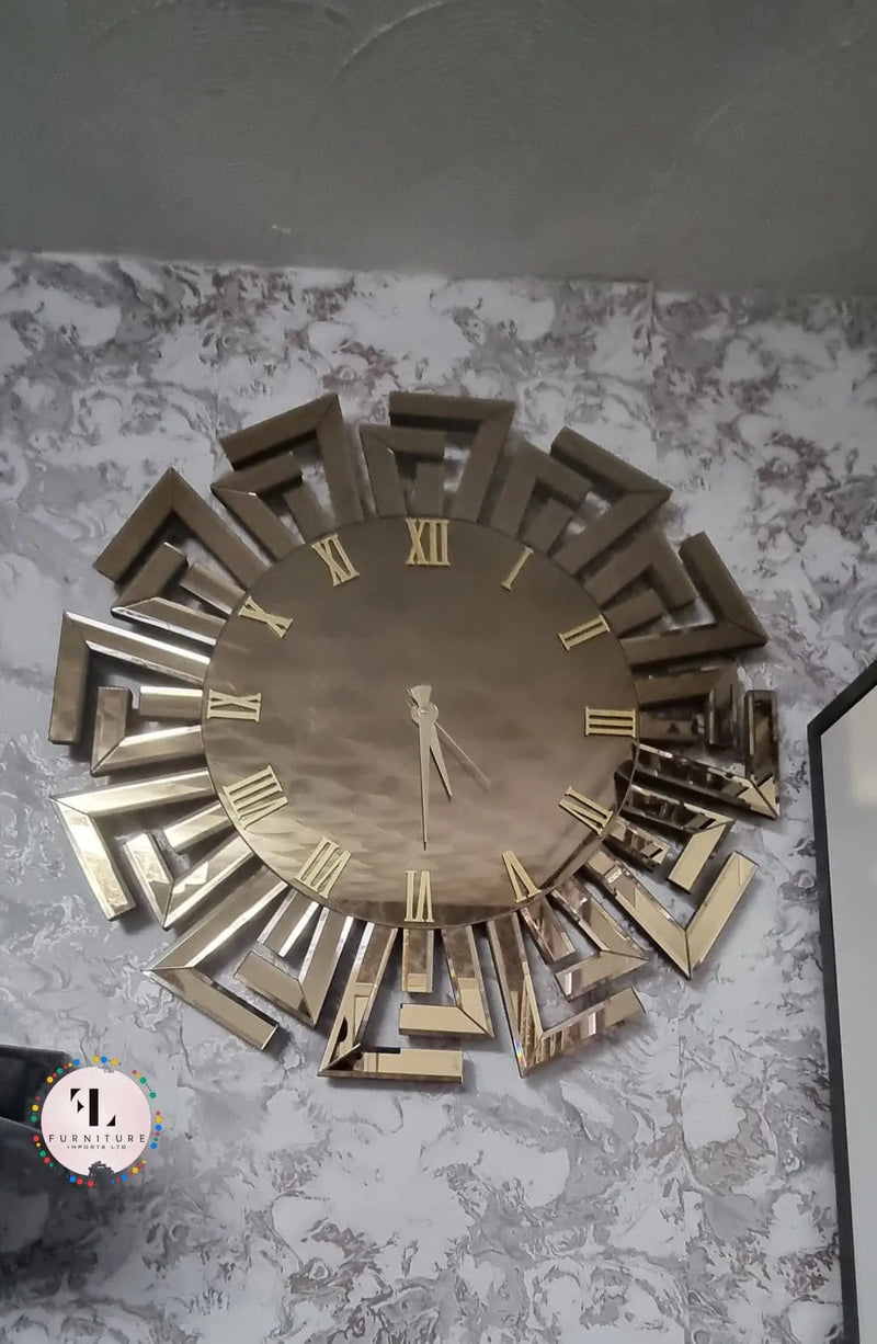 Aztec Mirrored Wall Clock