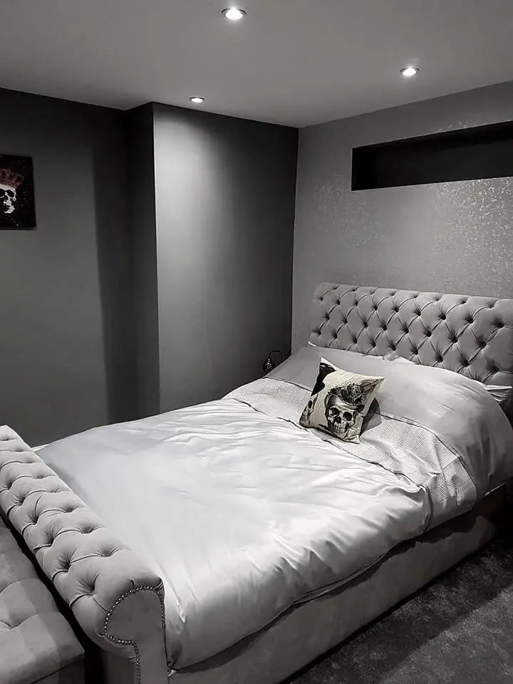 Sleigh Chesterfield Crushed Velvet Bedframe – Bespoke Handmade Design