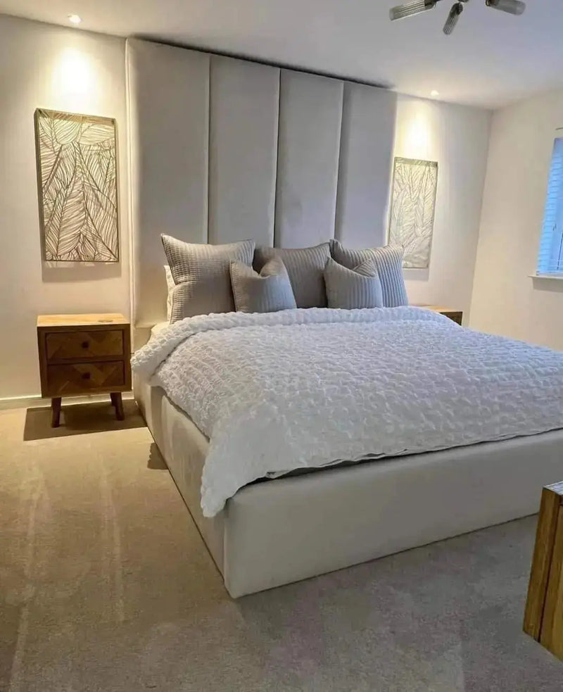 Pandora Plush Velvet Bed – Bespoke High Headboard Bedstead (Handmade in the UK)