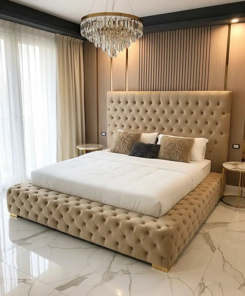 Park Lane Plush Velvet Bed Frame – Bespoke Handcrafted Chesterfield Design