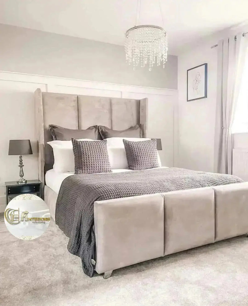 Apollo Wingback Plush Velvet Bed – Bespoke Handcrafted Bedstead (Made in the UK)