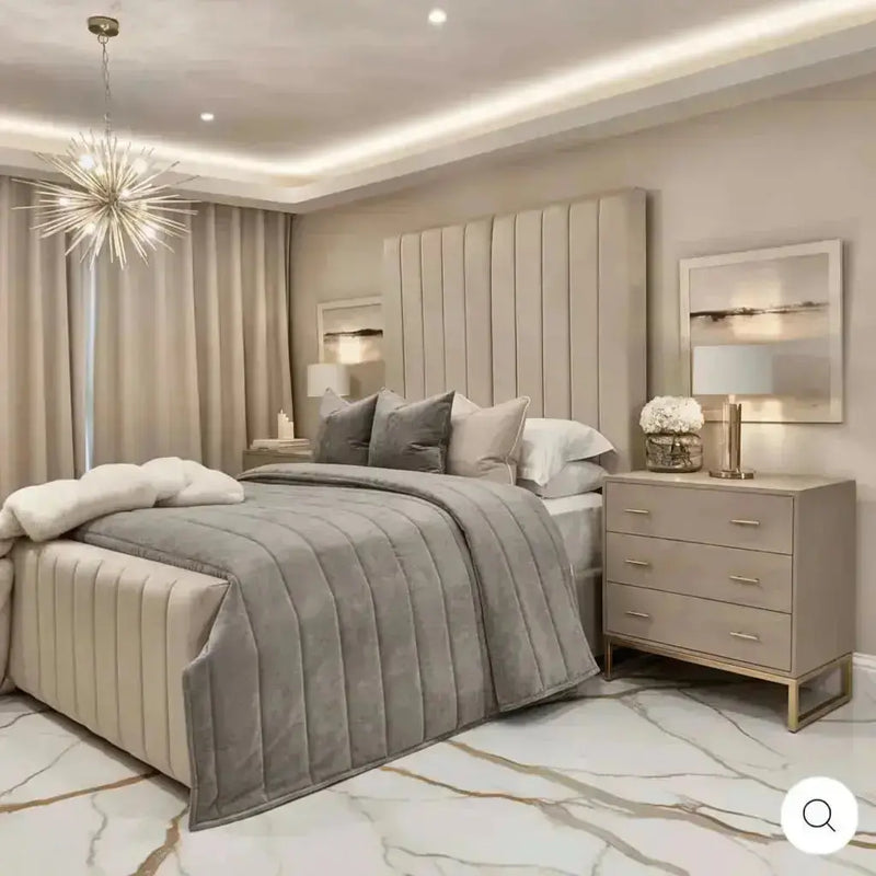 Louisiana Plush Velvet Panel Bed – Bespoke Handcrafted Bedstead (Made in the UK)