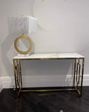 Geo Gold Console Table with Polar White Sintered Top