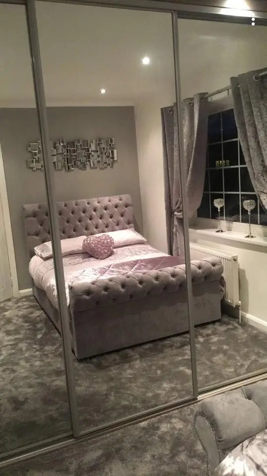 Sleigh Chesterfield Crushed Velvet Bedframe – Bespoke Handmade Design