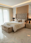 Alexandra Crushed Velvet Ottoman Gas lift Bed – 72" Extra High Chesterfield Headboard