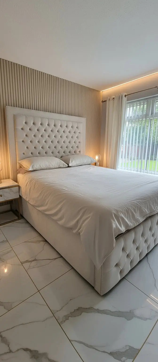 Sofia Bed in Plush Velvet – Bespoke Handcrafted Chesterfield Design