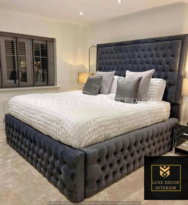 Ryman Plush Velvet Bed – Bespoke Handcrafted Bedstead (Made in the UK)