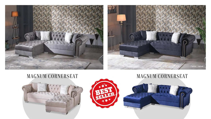 Calliope Chesterfield Sleigh Corner Sofa Range Plush Velvet -