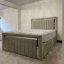 Elcante Divan Ottoman Bed in Plush Velvet – Gold / Chrome Detail